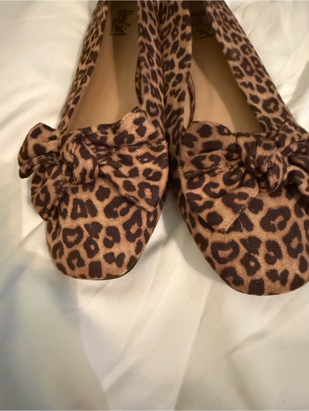 Leopard Print Bow Flats - Brown